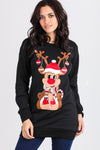 Long Sleeve Reindeer Print Baggy Jumper - bejealous-com