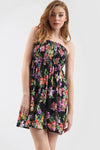 Tropical Print Strapless Shirring Mini Dress - bejealous-com
