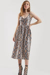 Strappy Button Embellished Snake Print Midi Dress - bejealous-com