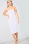 Strappy Basic White Midi Bodycon Dress - bejealous-com