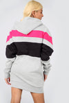 Black Contrast Striped Oversize Sweatshirt Dress - bejealous-com