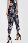 High Waist Harem Tropical Print Cuffed Pants - bejealous-com
