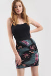 High Waist Green Tropical Print Mini Skirt - bejealous-com