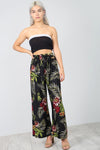 High Waist Belted Tropical Print Wide Leg Trousers - bejealous-com