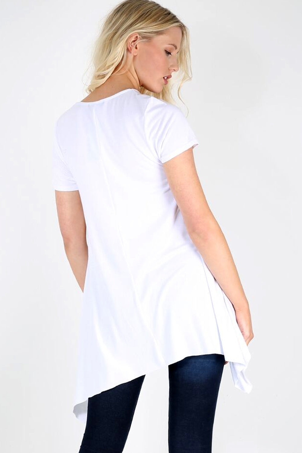 Dipped Hem Graphic Print Swing Tshirt - bejealous-com