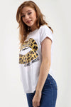 Graphic Print Lips Curve Hem Tshirt - bejealous-com