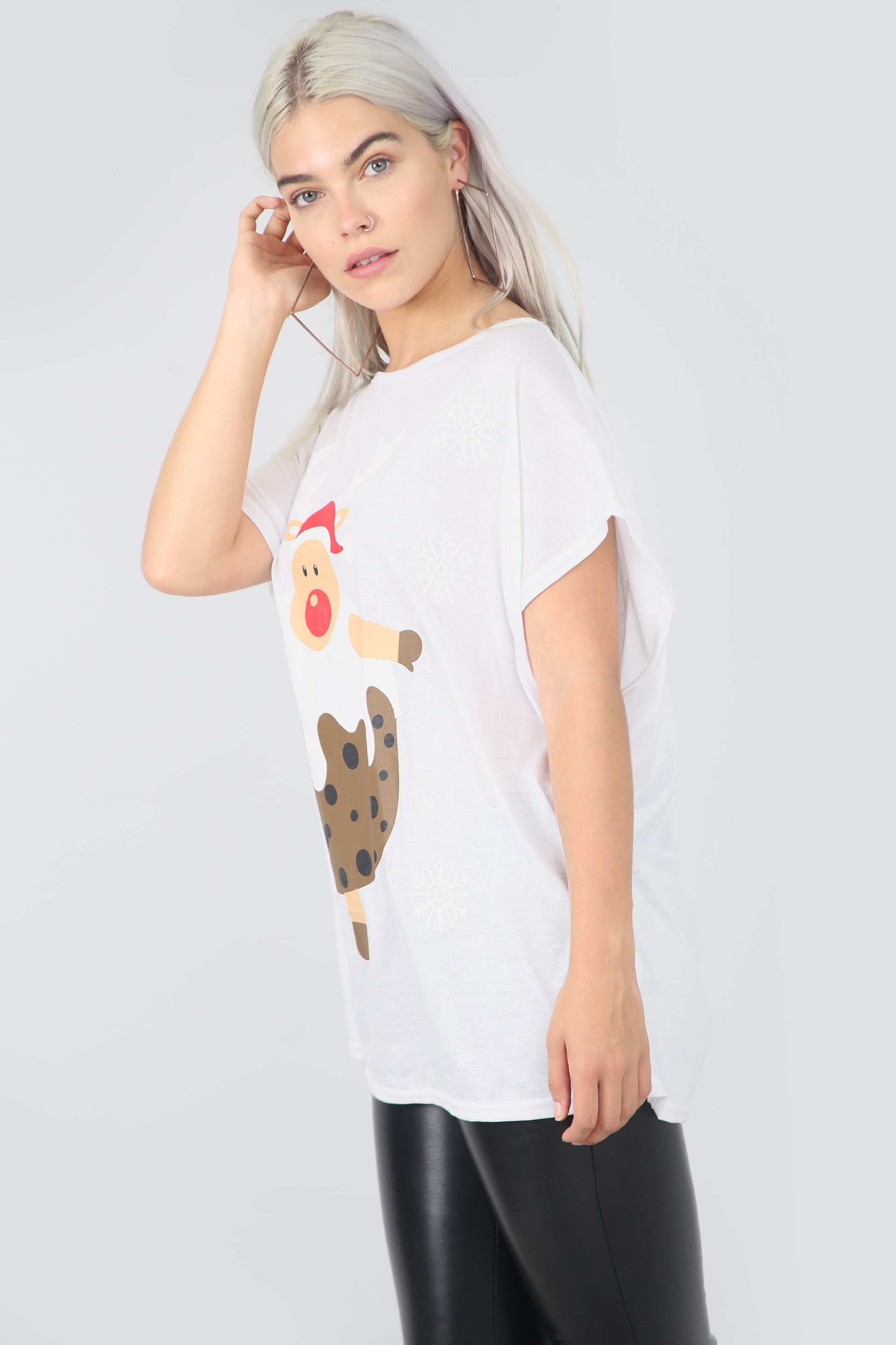 Christmas Pudding Print Red Oversize Tshirt - bejealous-com