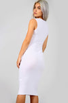 Sleeveless Basic Jersey White Bodycon Midi Dress - bejealous-com