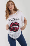 La Femme Graphic Print Oversize Pink Tshirt - bejealous-com