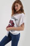 La Femme Graphic Print Oversize Pink Tshirt - bejealous-com