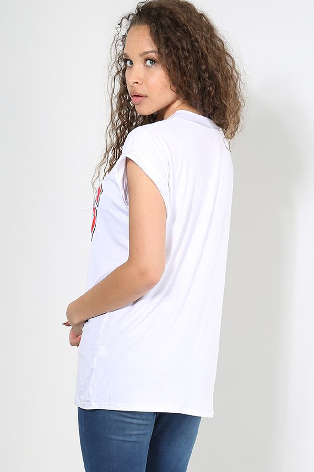 Bulls Slogan Print Turn Up Sleeve Baggy Tshirt - bejealous-com
