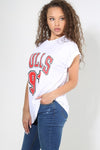 Bulls Slogan Print Turn Up Sleeve Baggy Tshirt - bejealous-com