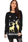 Long Sleeve Christmas Reindeer Jumper Dress - bejealous-com