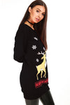 Long Sleeve Christmas Reindeer Jumper Dress - bejealous-com