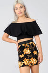 High Waisted Floral Print Bodycon Mini Skirt - bejealous-com