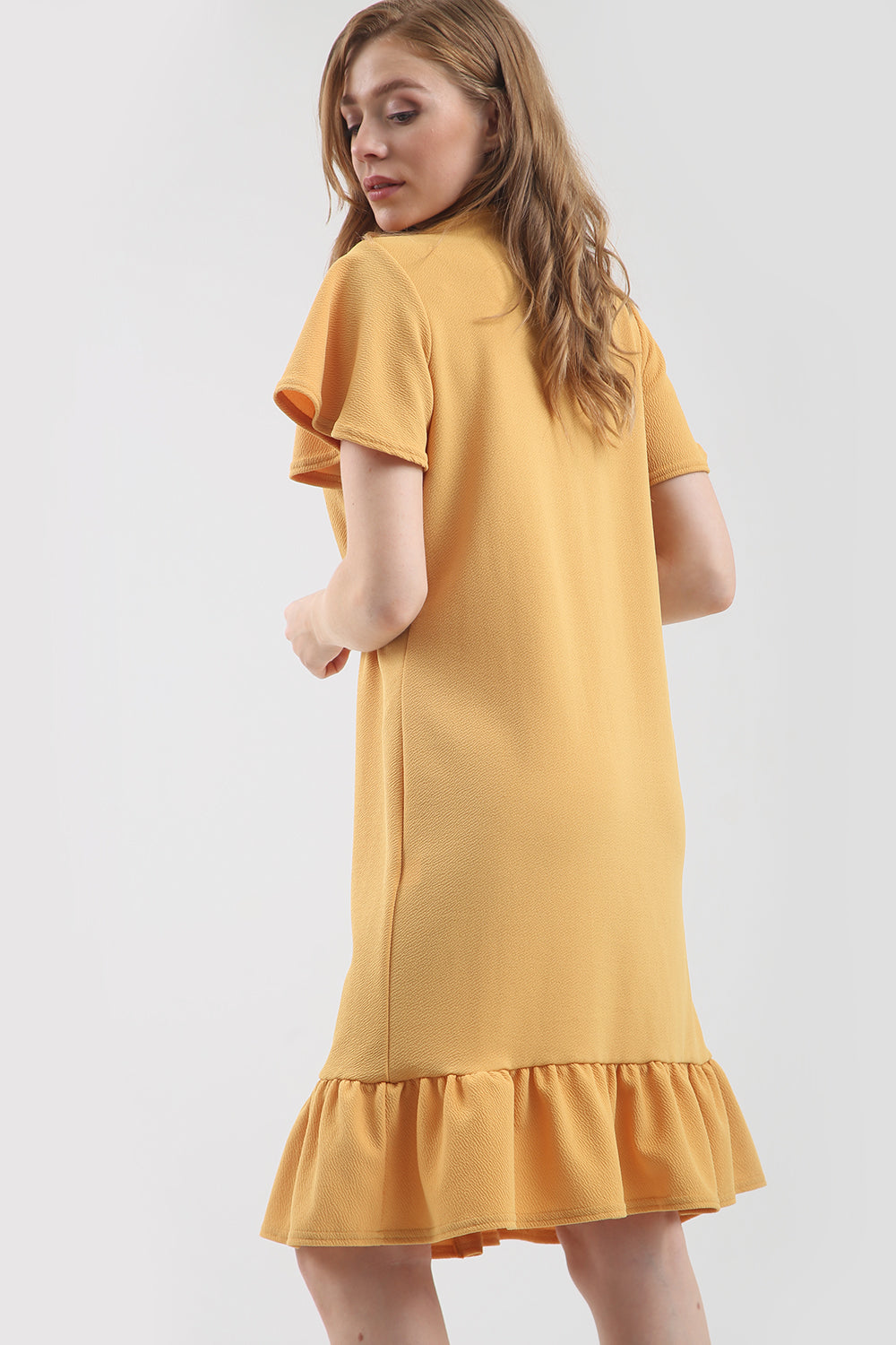 Dani Button Through Frill Sleeve Bodycon Dress - bejealous-com