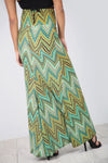 High Waist Green Aztec Print Maxi Skirt - bejealous-com