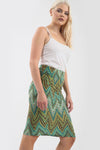 High Waisted Zig Zag Print Midi Tube Skirt - bejealous-com