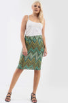 High Waisted Zig Zag Print Midi Tube Skirt - bejealous-com