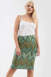 High Waisted Zig Zag Print Midi Tube Skirt - bejealous-com