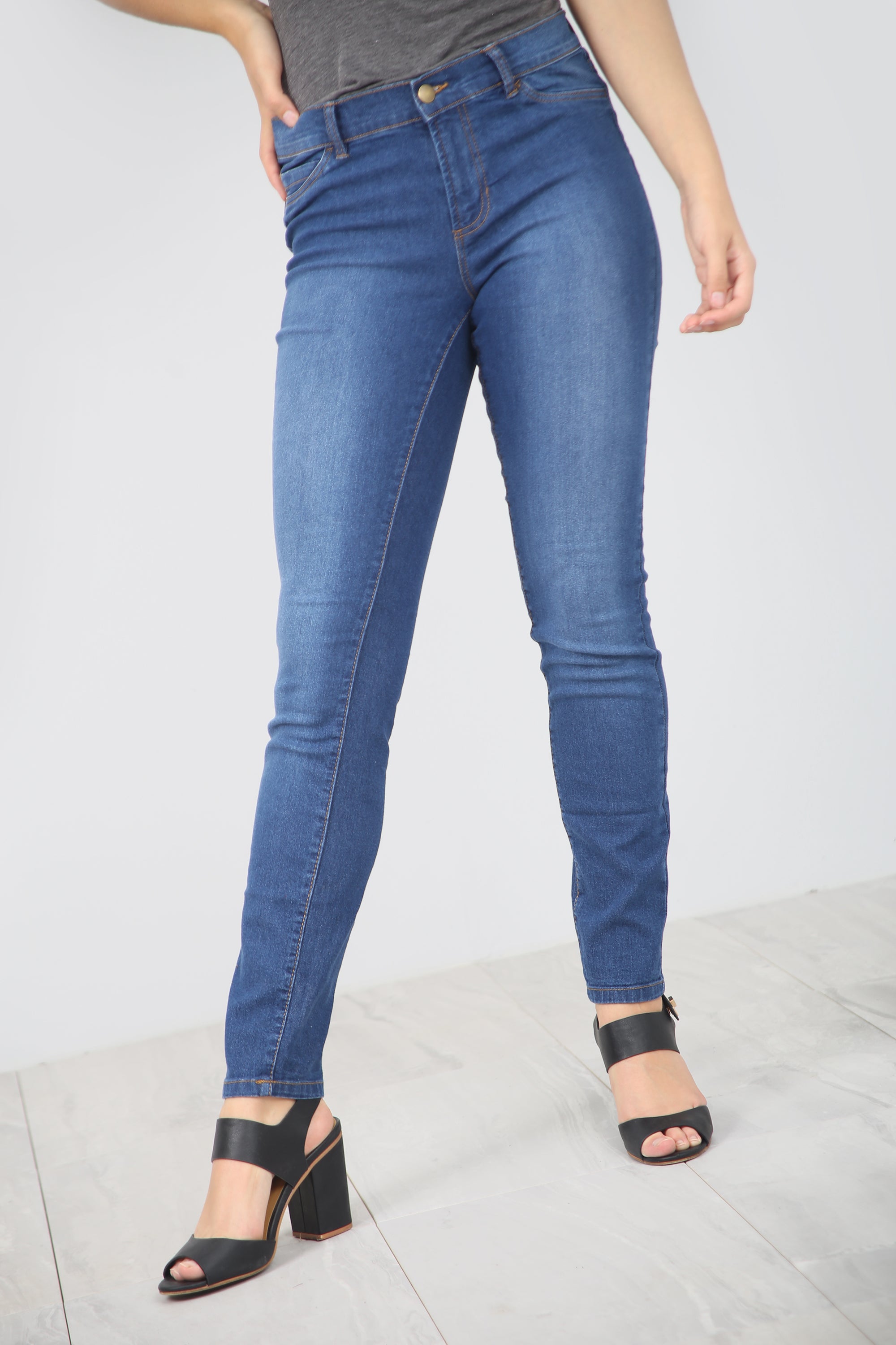 High Waist Blue Washed Denim Jeans - bejealous-com