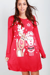 Reindeer Christmas Print Swing Dress