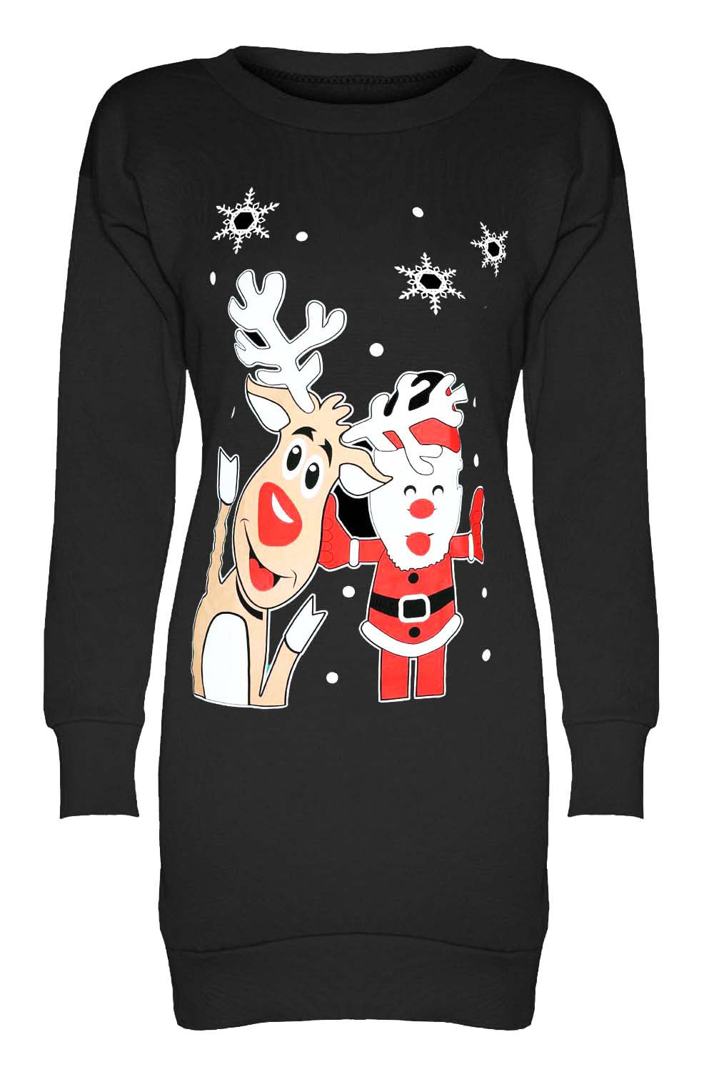 Mila Christmas Santa Reindeer Tunic Mini Dress