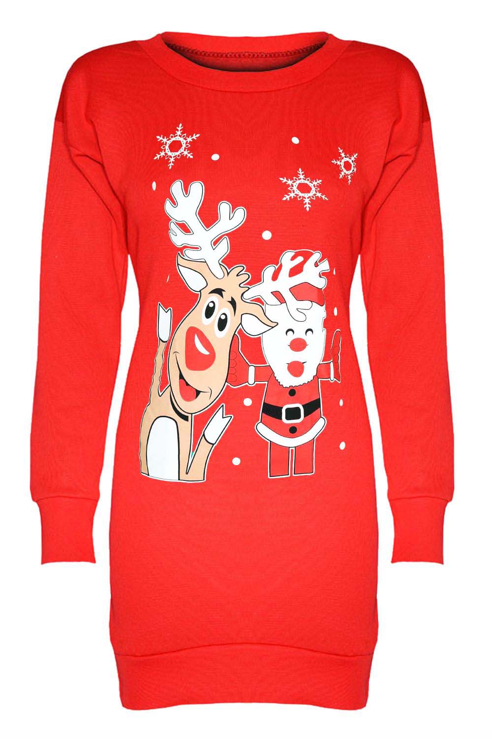 Mila Christmas Santa Reindeer Tunic Mini Dress