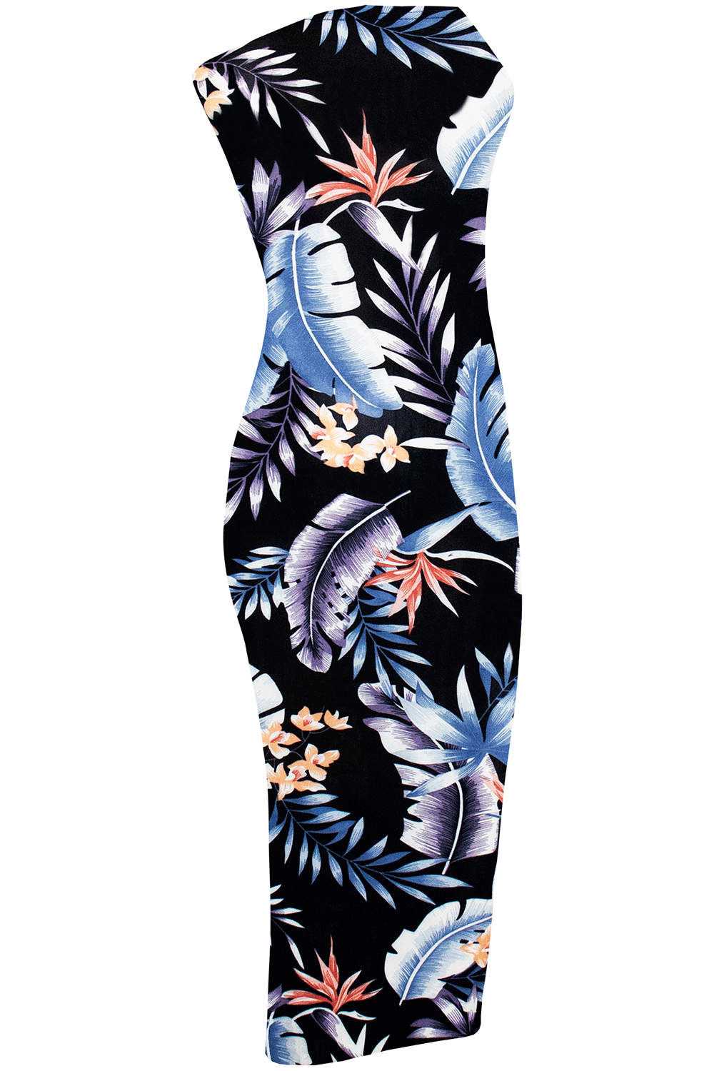 Bandeau Red Floral Print Midi Tube Dress