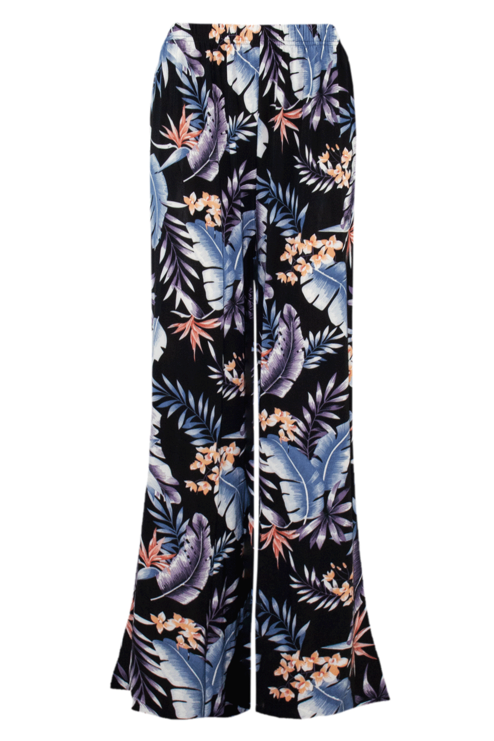 High Waist Red Floral Wide Leg Trousers