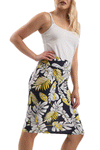 Cream High Waisted Tropical Print Midi Skirt