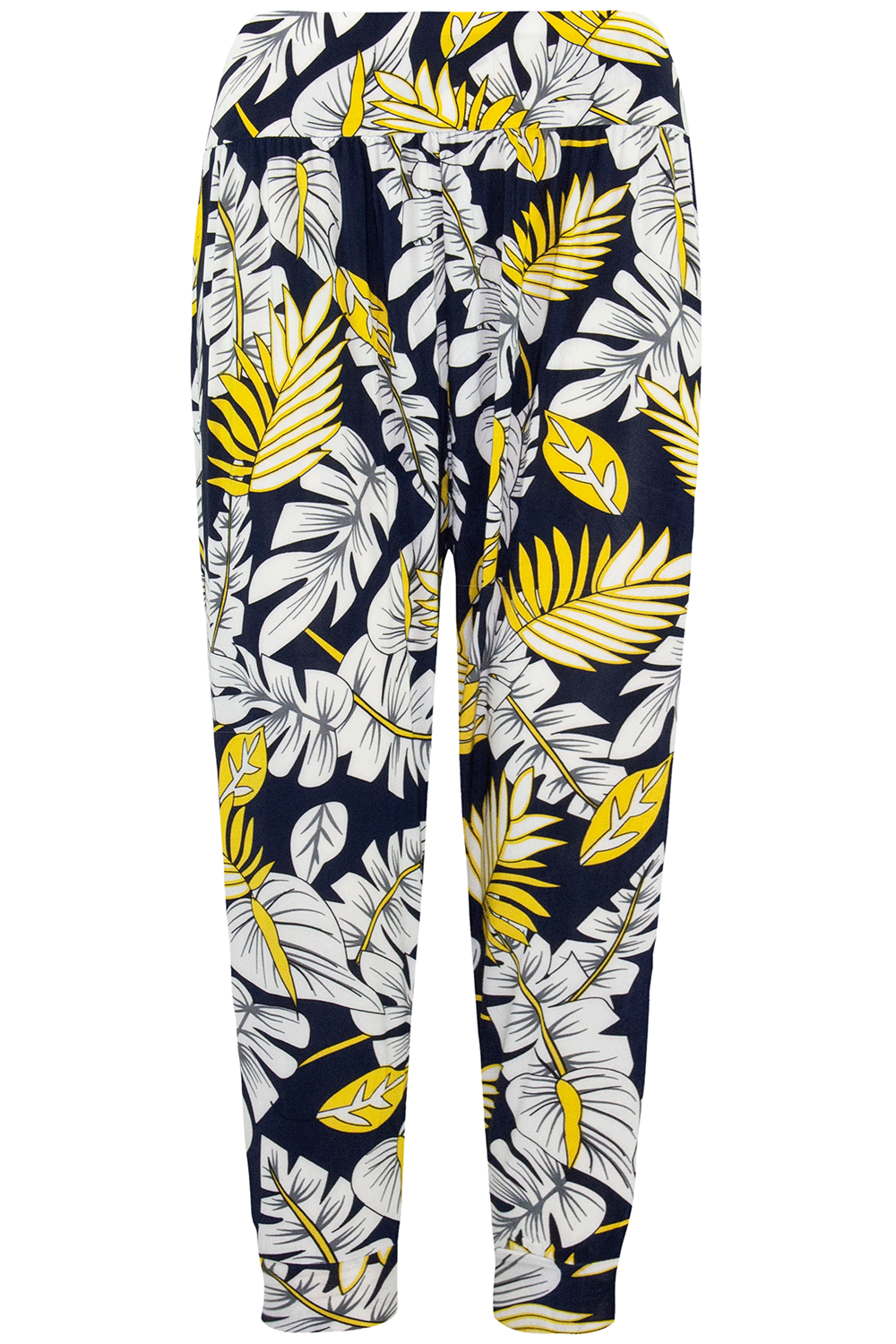 High Waist Red Floral Print Cuffed Leg Trousers