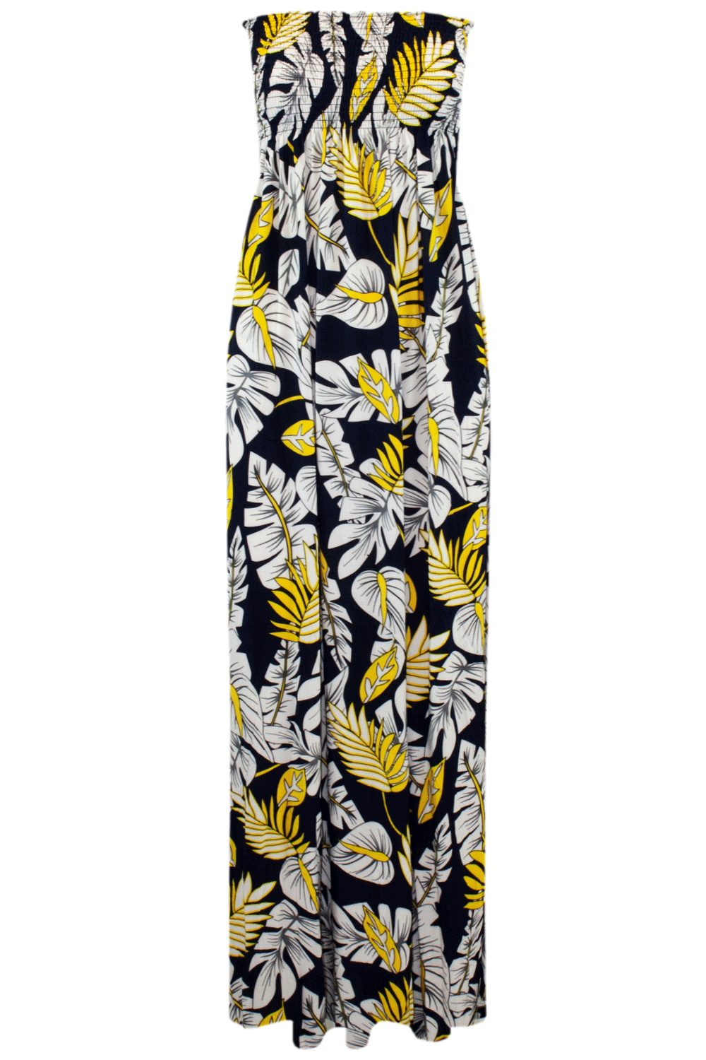 Tropical Print Bardot Cream Maxi Dress