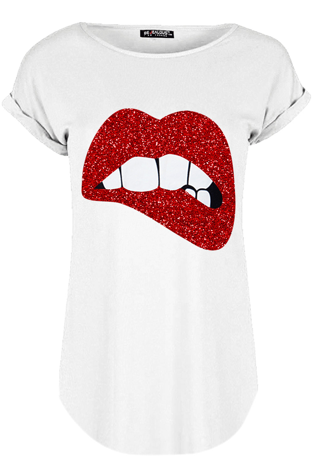 Graphic Print Turn Up Sleeve Baggy Tshirt