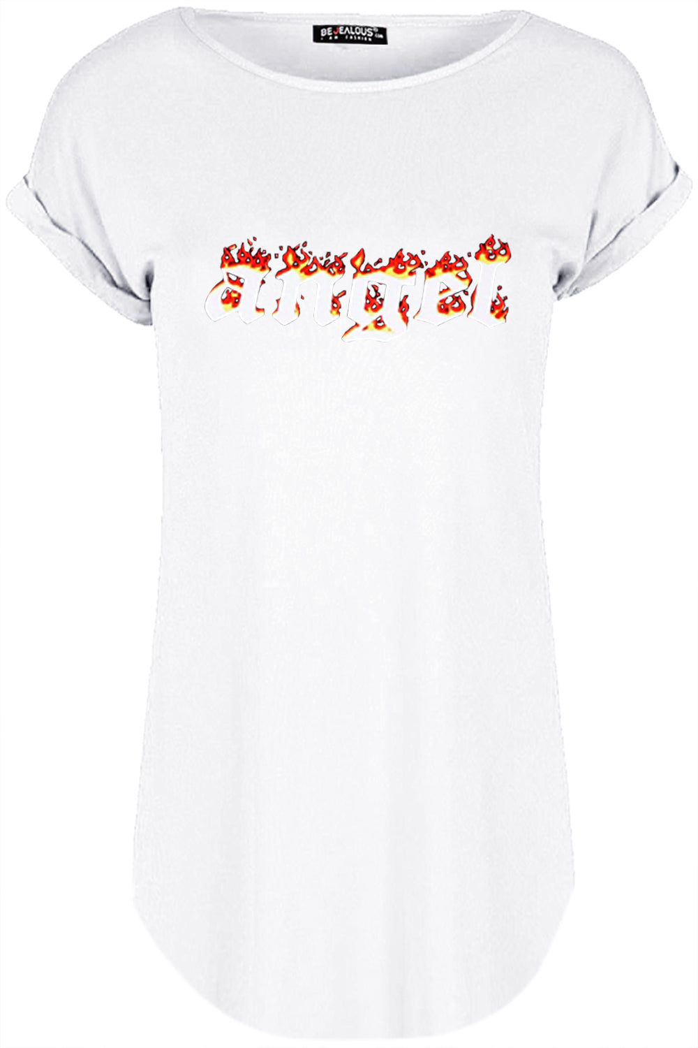 Lily Fire Angel Printed Curved Hem T Shirt