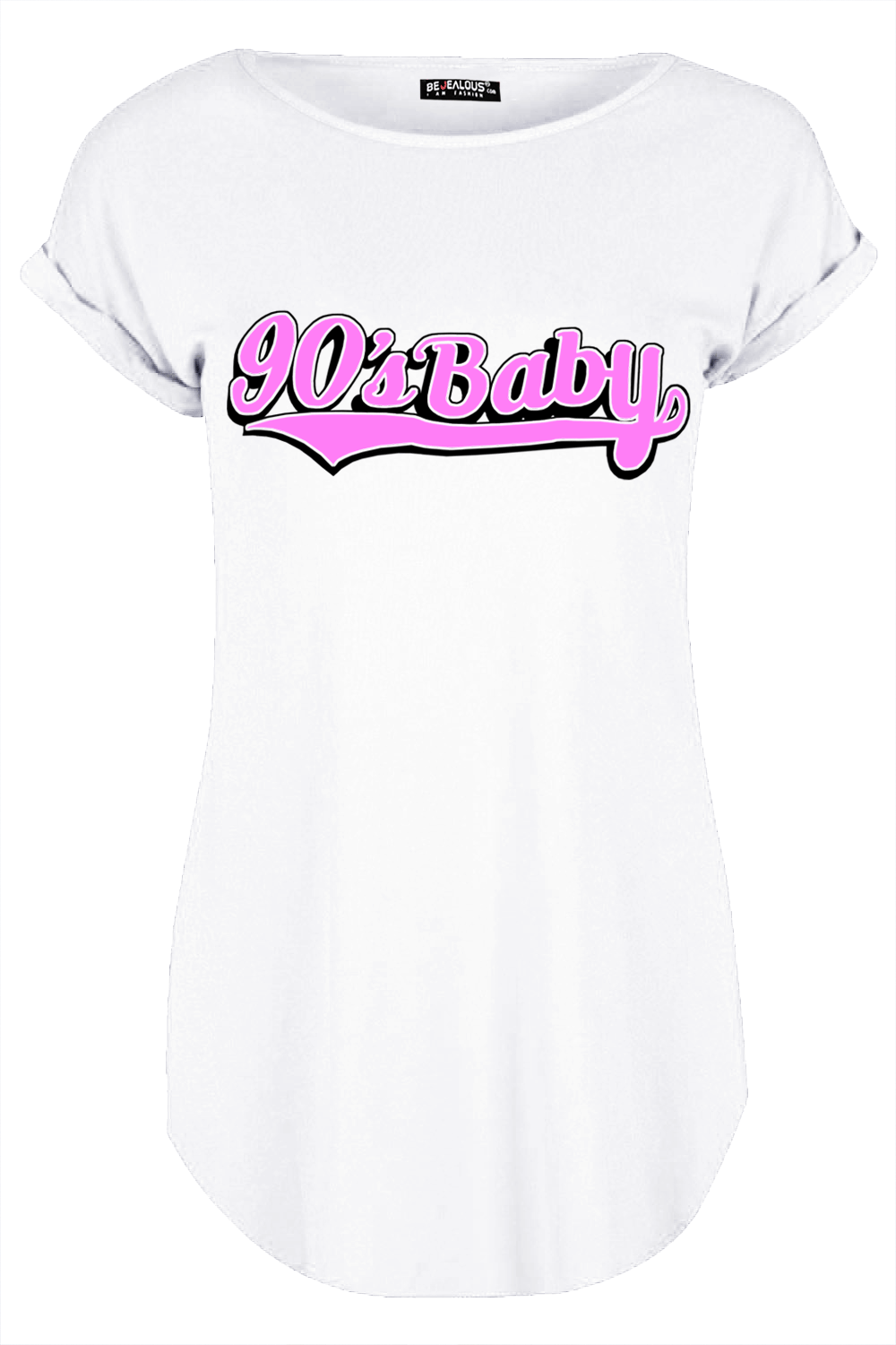 Lily 90s Baby Printed Curved Hem Turn Up T Shirt