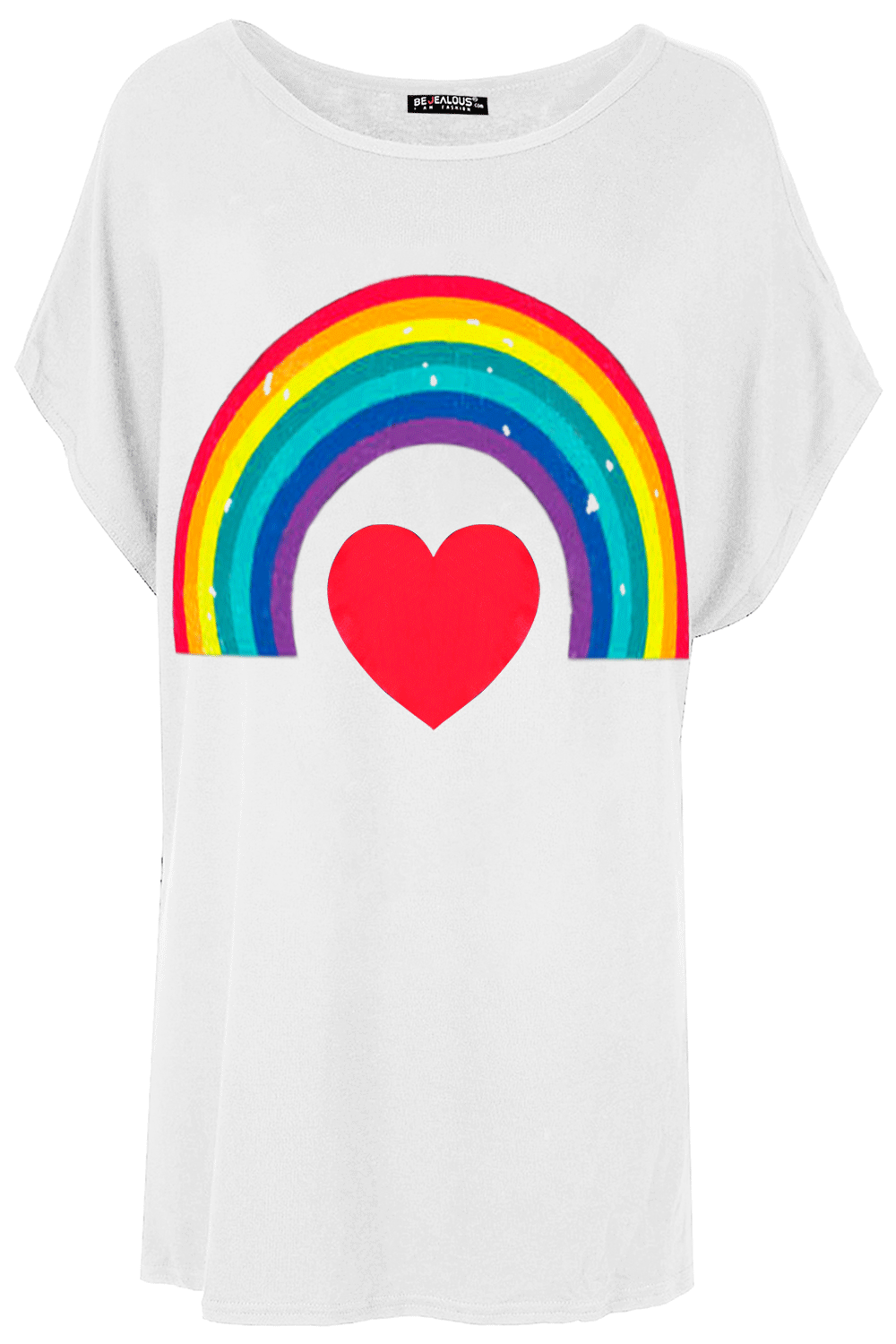 Aria Rainbow Heart Batwing Oversized T Shirt
