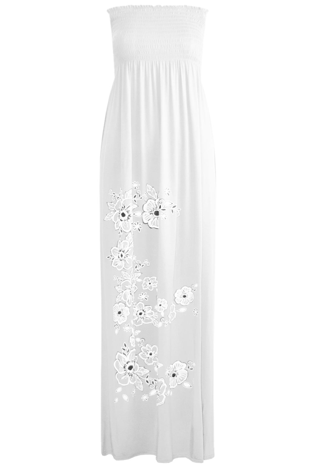 Jessi Black Floral Print Bandeau Maxi Dress