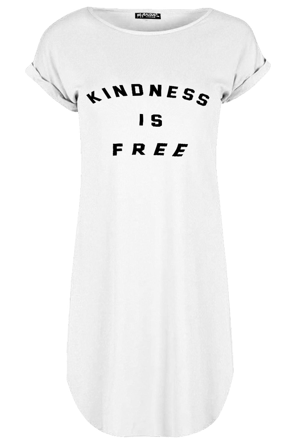 Ella Kindness Is Free Oversized Curved Hem Mini Tee Dress
