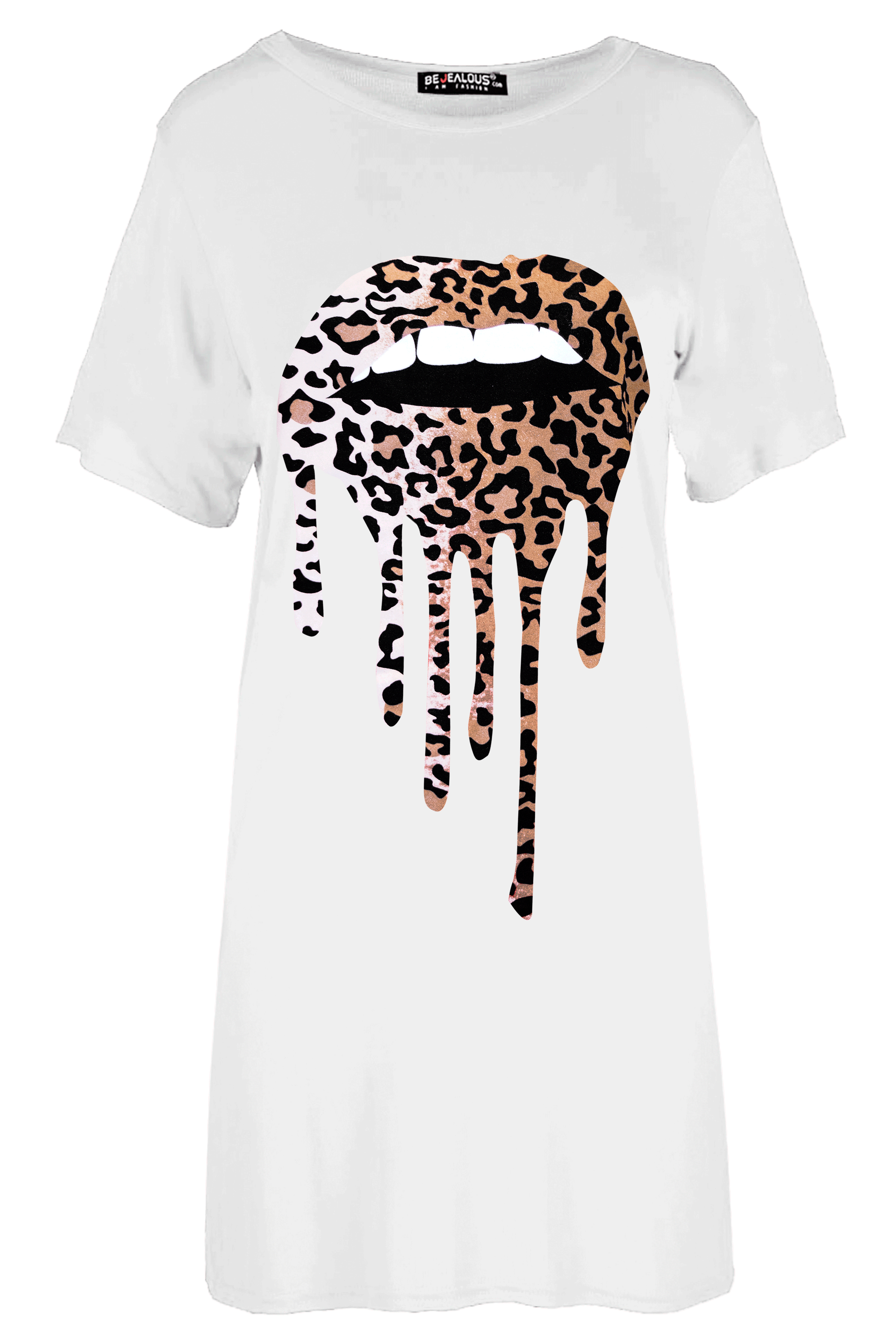 Aria Leopard Lips Oversized T-Shirt Dress