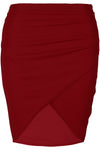 High Waisted Ribbed Red Mini Wrap Skirt