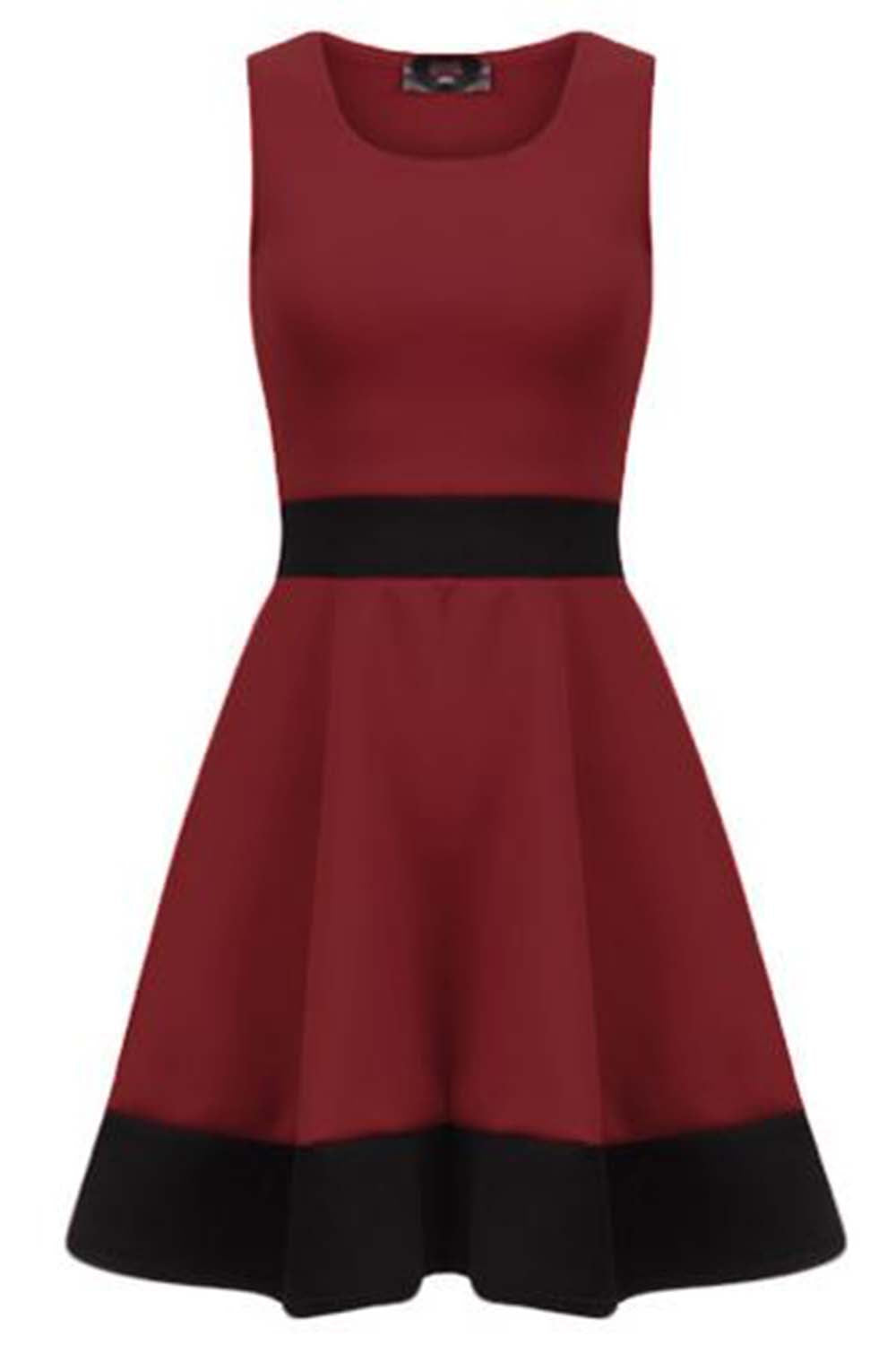 Sarah Sleeveless Contrast Panelled Skater Dress