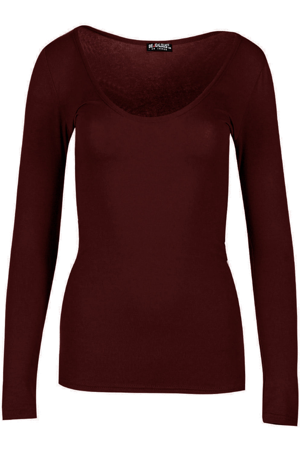 Aria Scoop Neck Long Sleeve Plain T Shirt