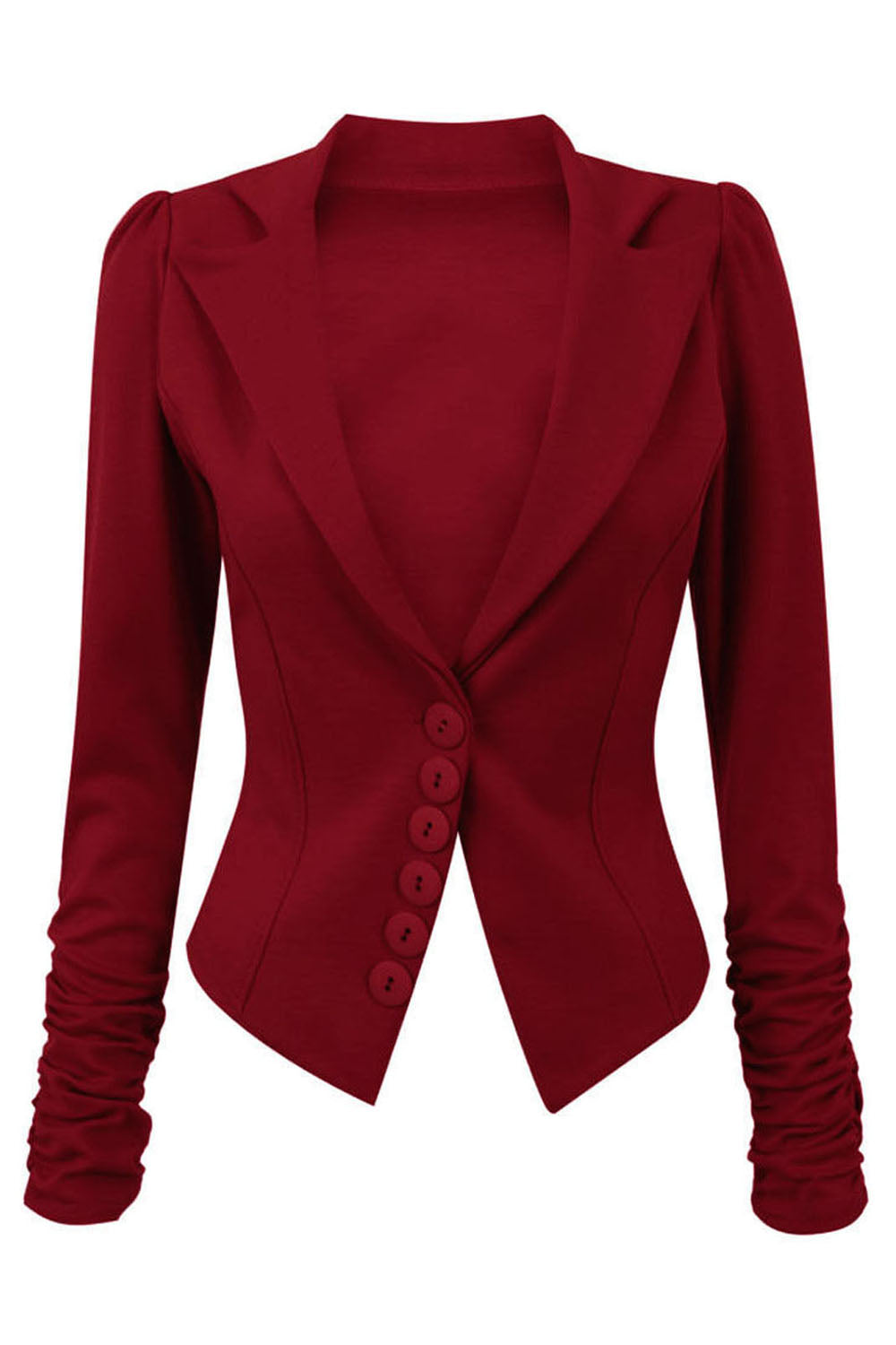 Lily 6 Buttons Ruched Long Sleeve Jacket Blazer