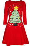 Long Sleeve Christmas Tree Swing Dress