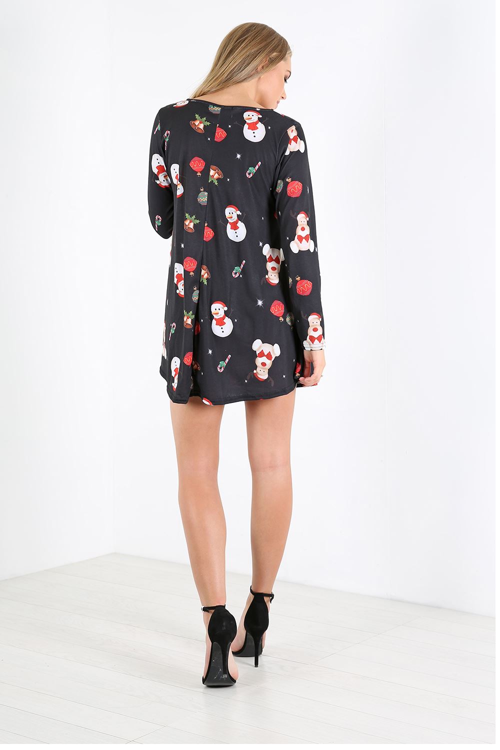 Gracie Long Sleeve Christmas Print Dress