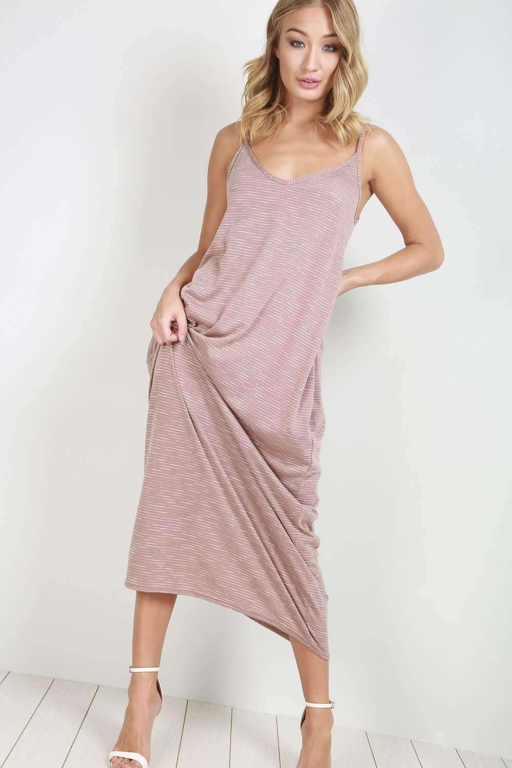 Amelia Navy Marl Knit Oversized Maxi Dress - bejealous-com