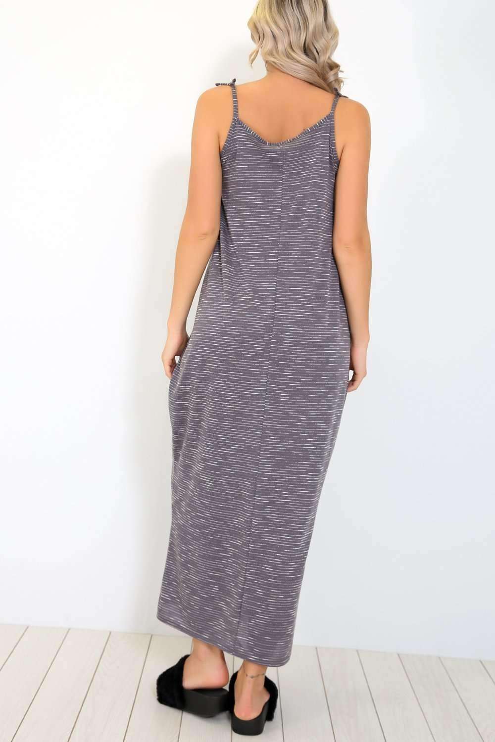 Amelia Navy Marl Knit Oversized Maxi Dress - bejealous-com