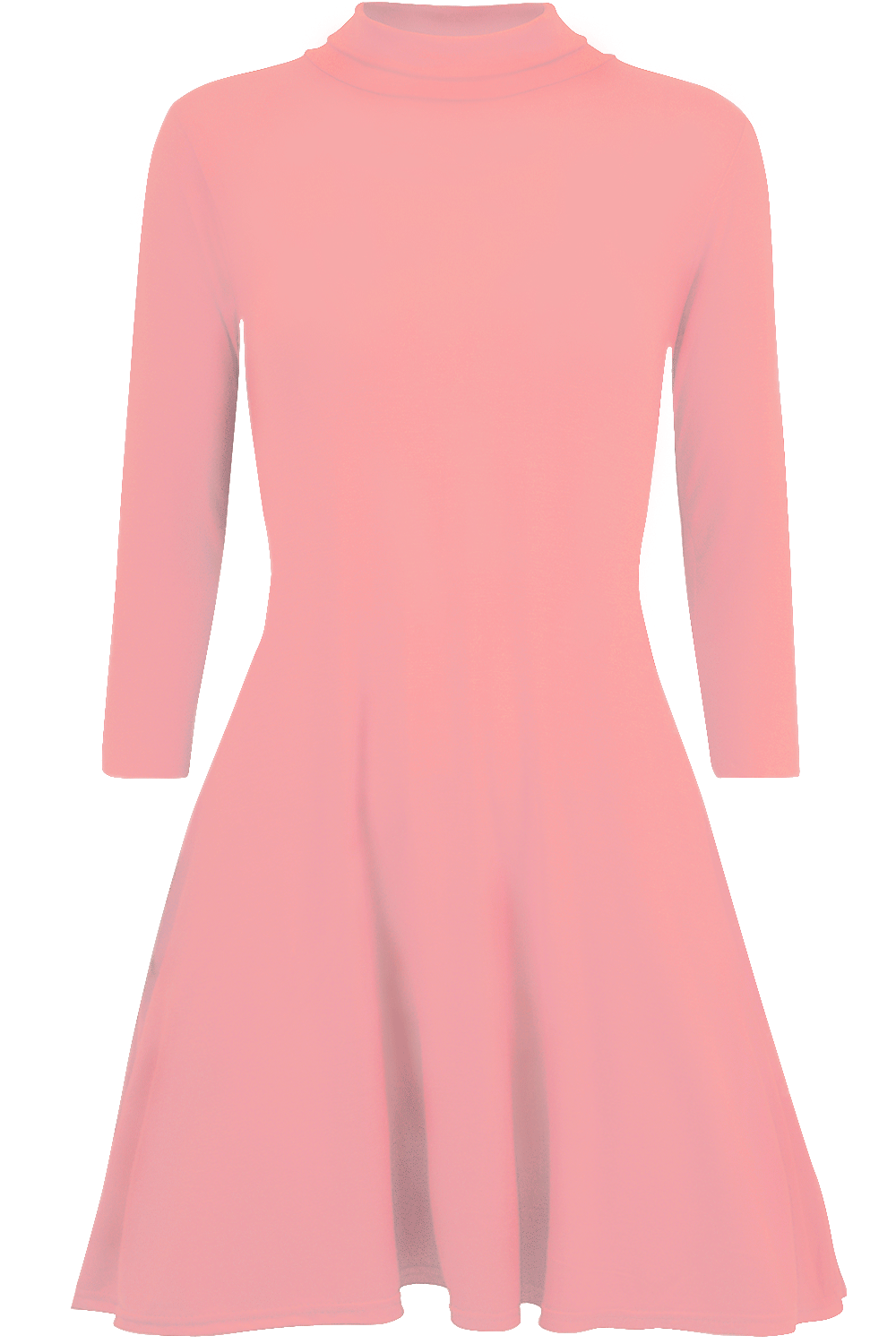 Elsie Polo Neck Long Sleeve Flared Swing Dress