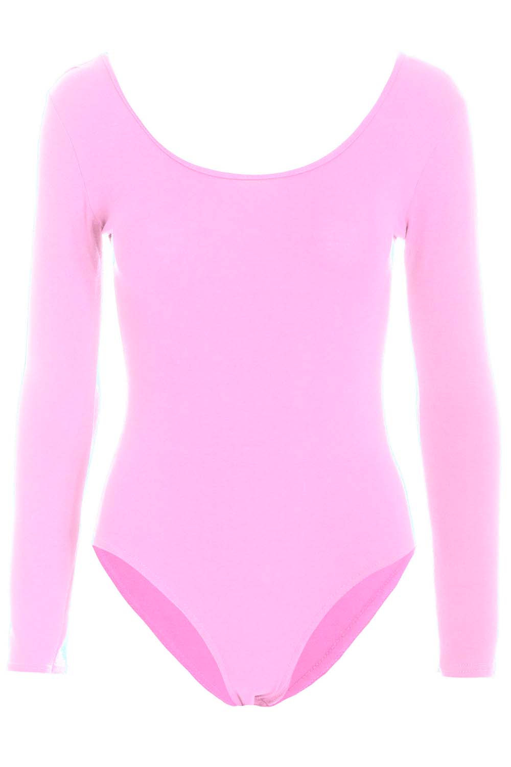 Orange Long Sleeve Scoop Neck Basic Jersey Bodysuit